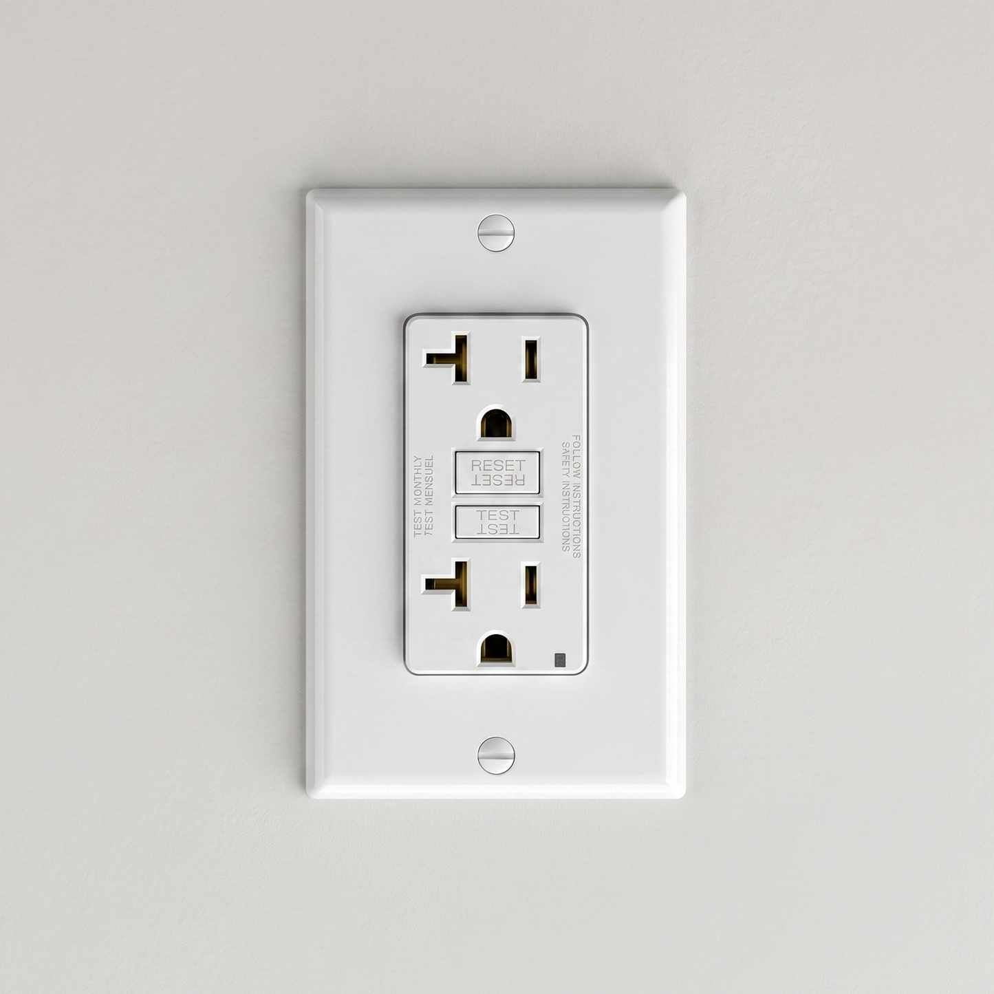 Nodexa 20A Decora GFCI Receptacle — Tamper-Resistant, Self-Test, White (with Wall Plate)