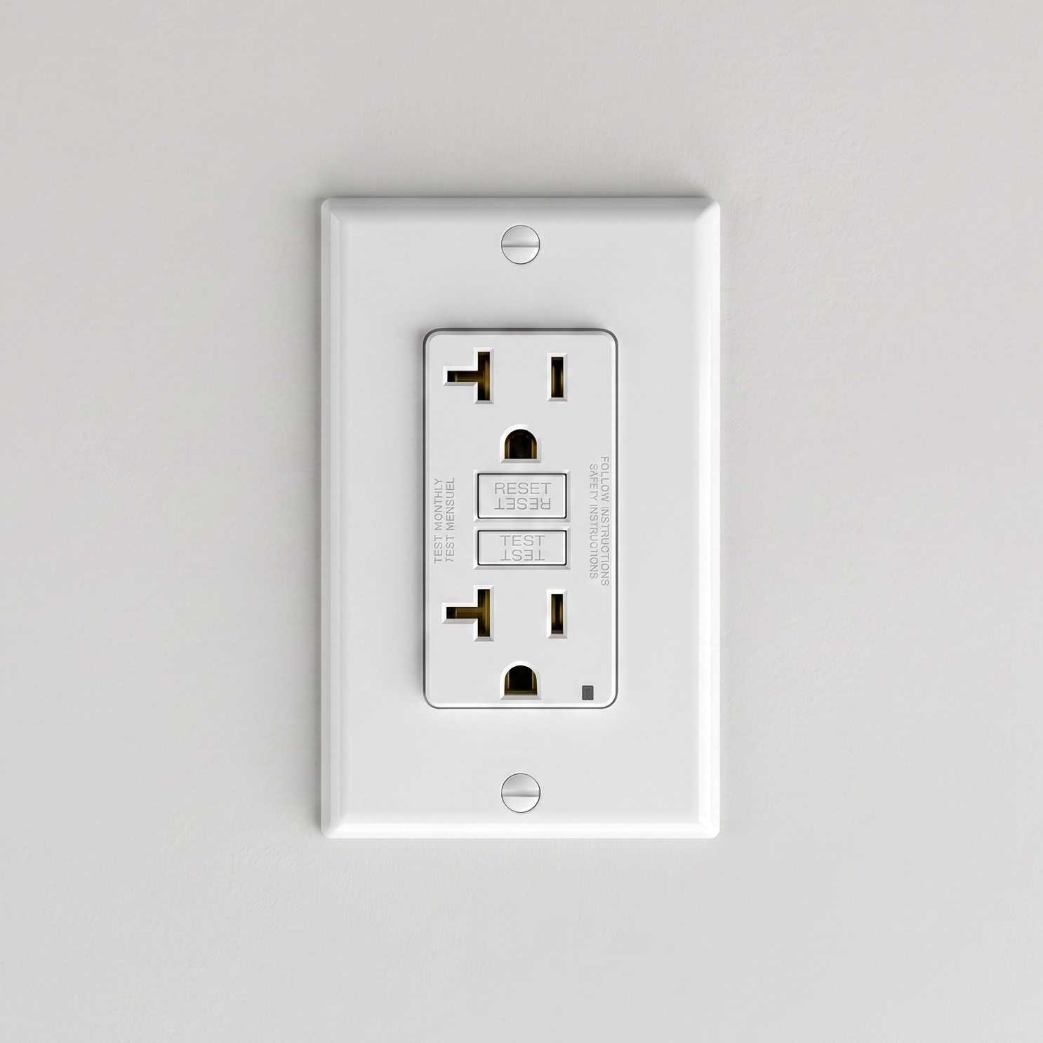 Nodexa 20A Decora GFCI Receptacle — Tamper-Resistant, Self-Test, White (with Wall Plate)