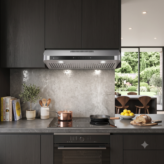 LITROHUB 30" Under-Cabinet Range Hood, 750 CFM — Dual Motor, Stainless Steel