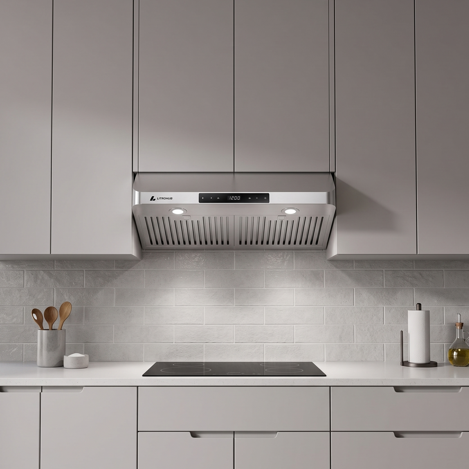 LITROHUB 30" Under-Cabinet Range Hood, 900 CFM — Dual Copper Motor, Stainless Steel