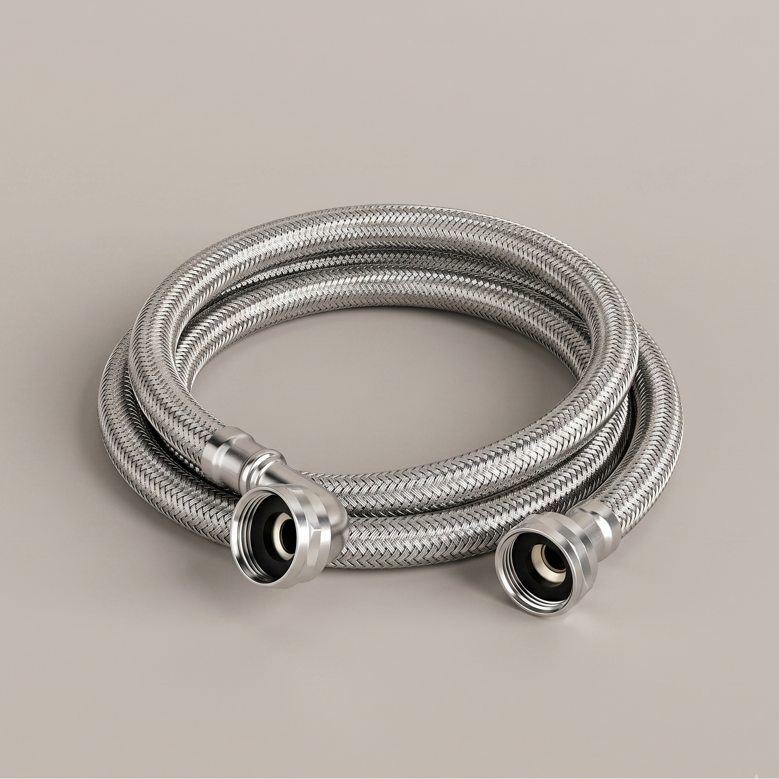 72″ Washing Machine Connector with Elbow — 3/4″ FGH × 3/4″ FGH, Braided Stainless