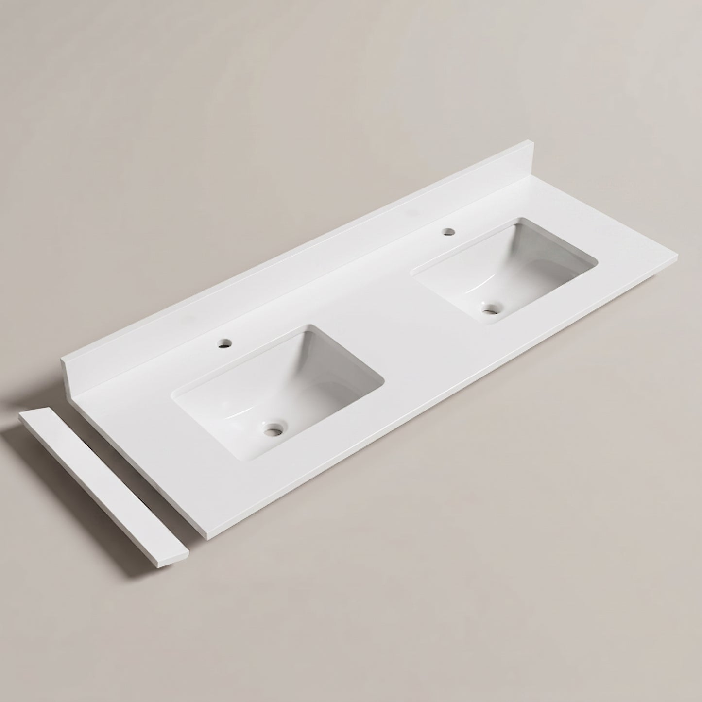 Arcava 61" Double Sink Quartz Vanity Top with Backsplash — Fits 60" Vanity