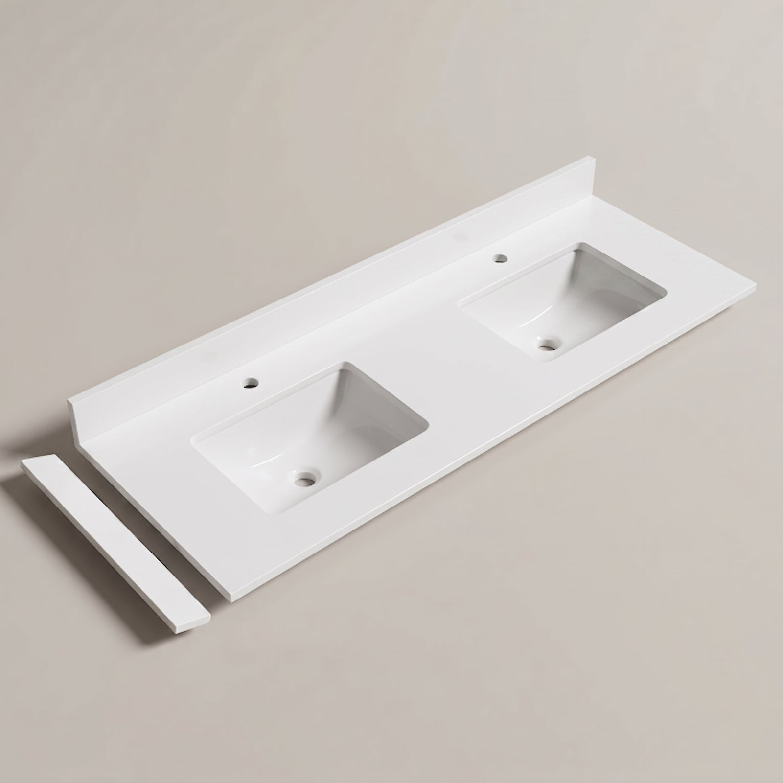 Arcava 61" Double Sink Quartz Vanity Top with Backsplash — Fits 60" Vanity