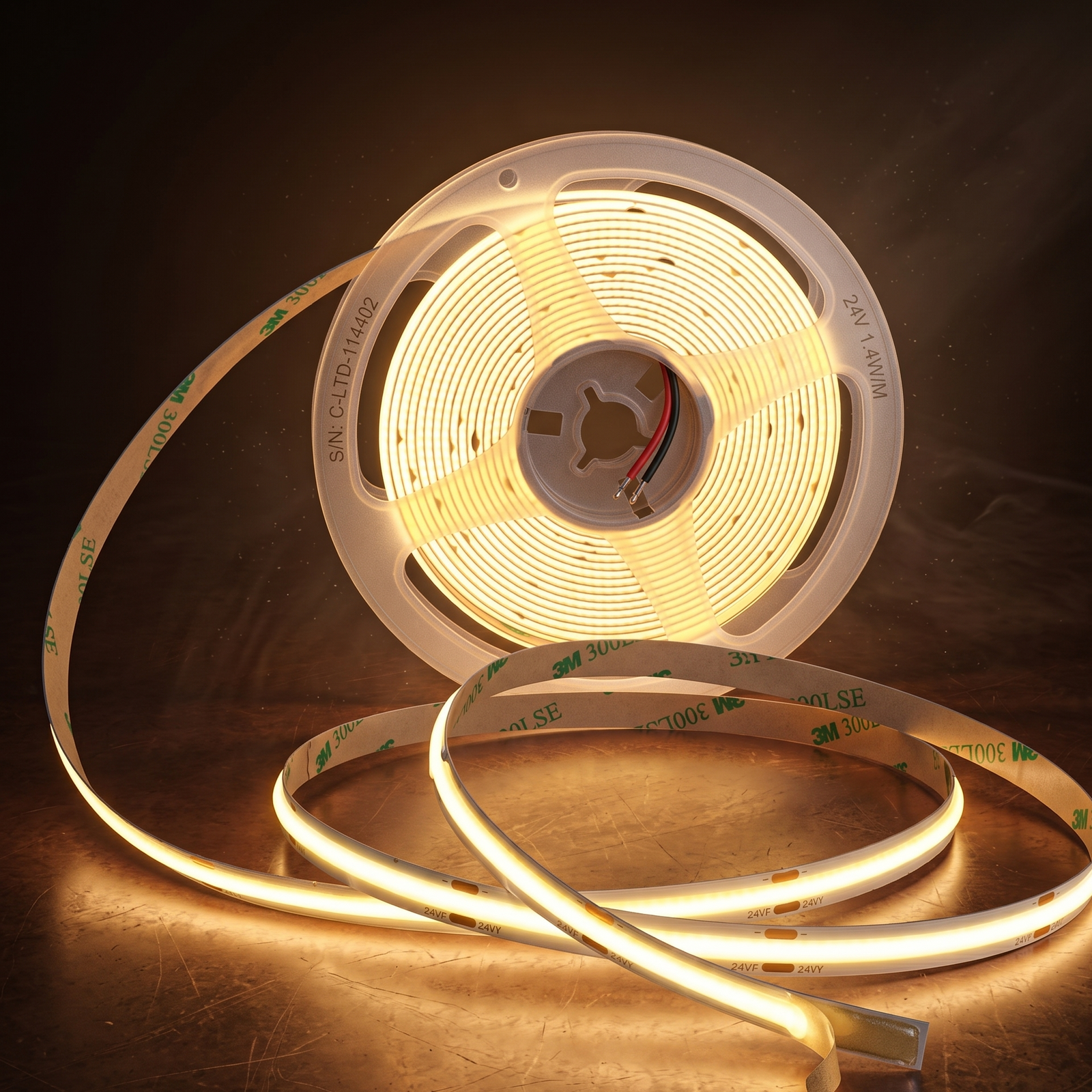 Luvelle COB LED Strip Light — 480 Chips/m, CRI 90+, Dotless 24V, 2700K–5000K (5M / 10M)
