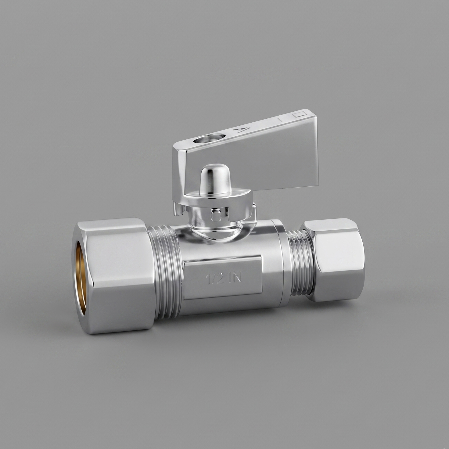 3/8″ Retrofit Straight Stop Valve — Compression × Compression Quarter-Turn Shut-Off