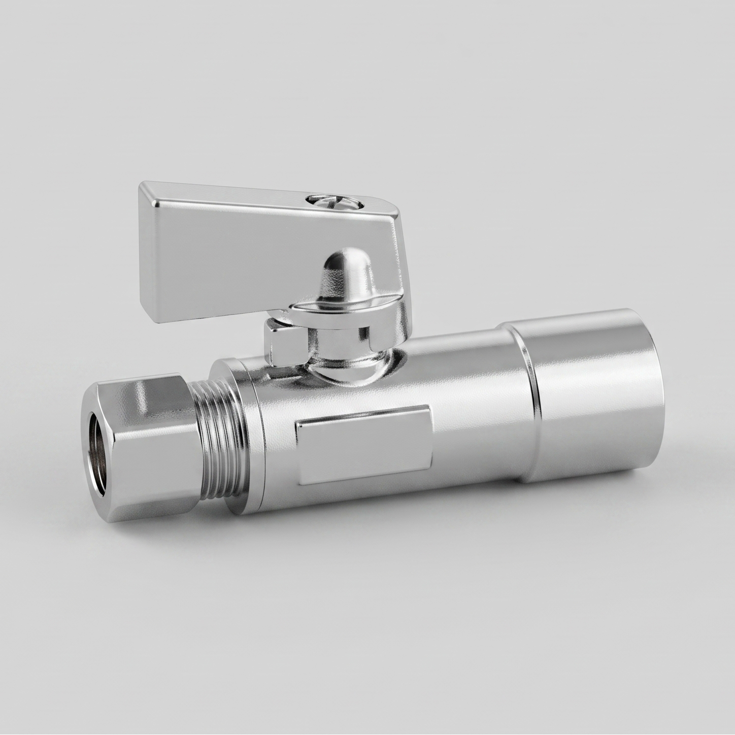 1/2″ Solder × 3/8″ Straight Stop Valve — Quarter-Turn Chrome Shut-Off