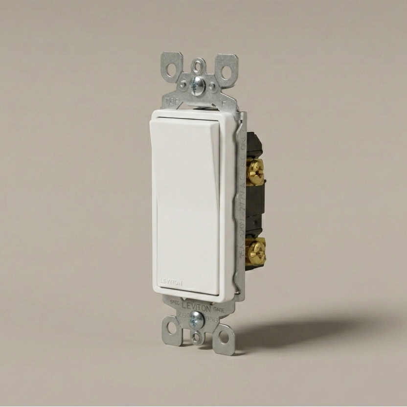 Leviton 15A 3-Way Decora Rocker Switch — Self-Grounding, White