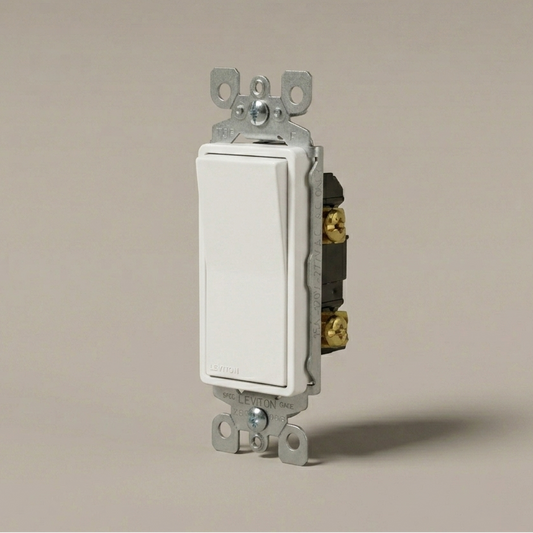 Leviton 15A 3-Way Decora Rocker Switch — Self-Grounding, White