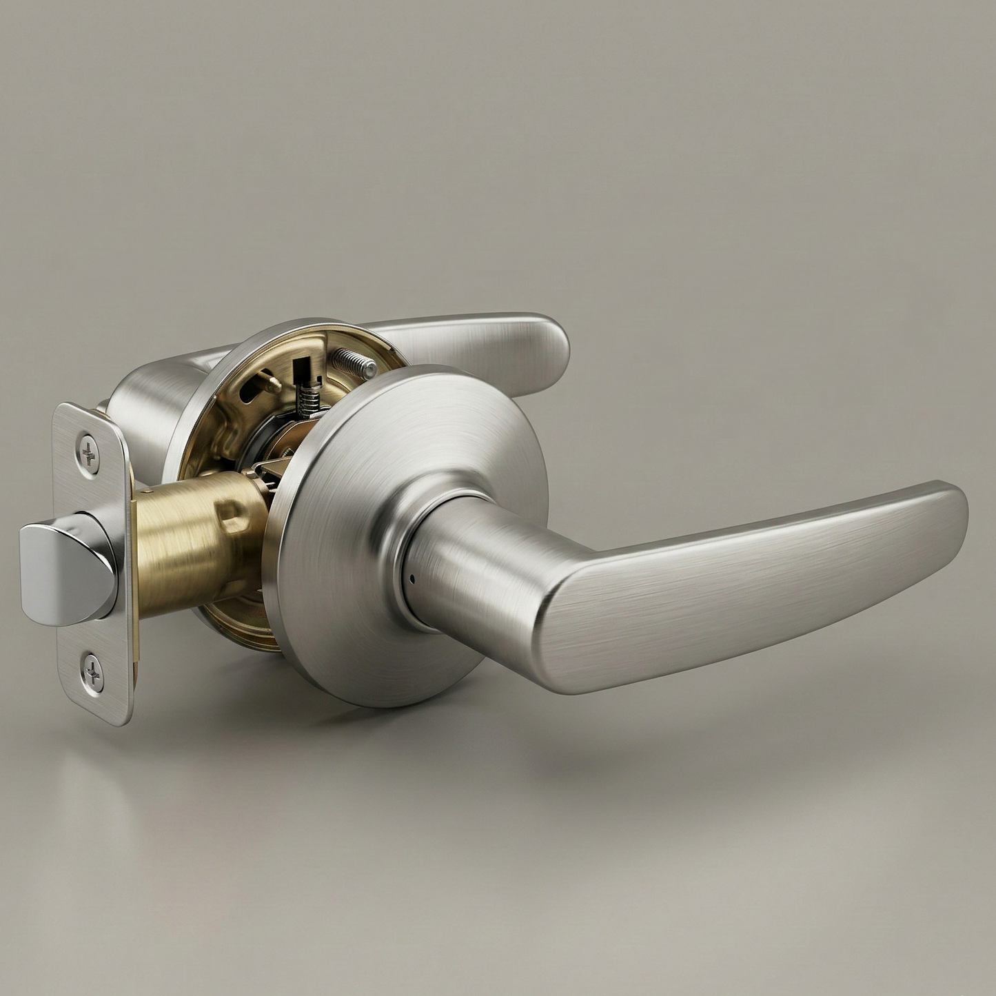 Vellum Hardware AeroCurve door lever in matte black on a white door, curved handle facing right