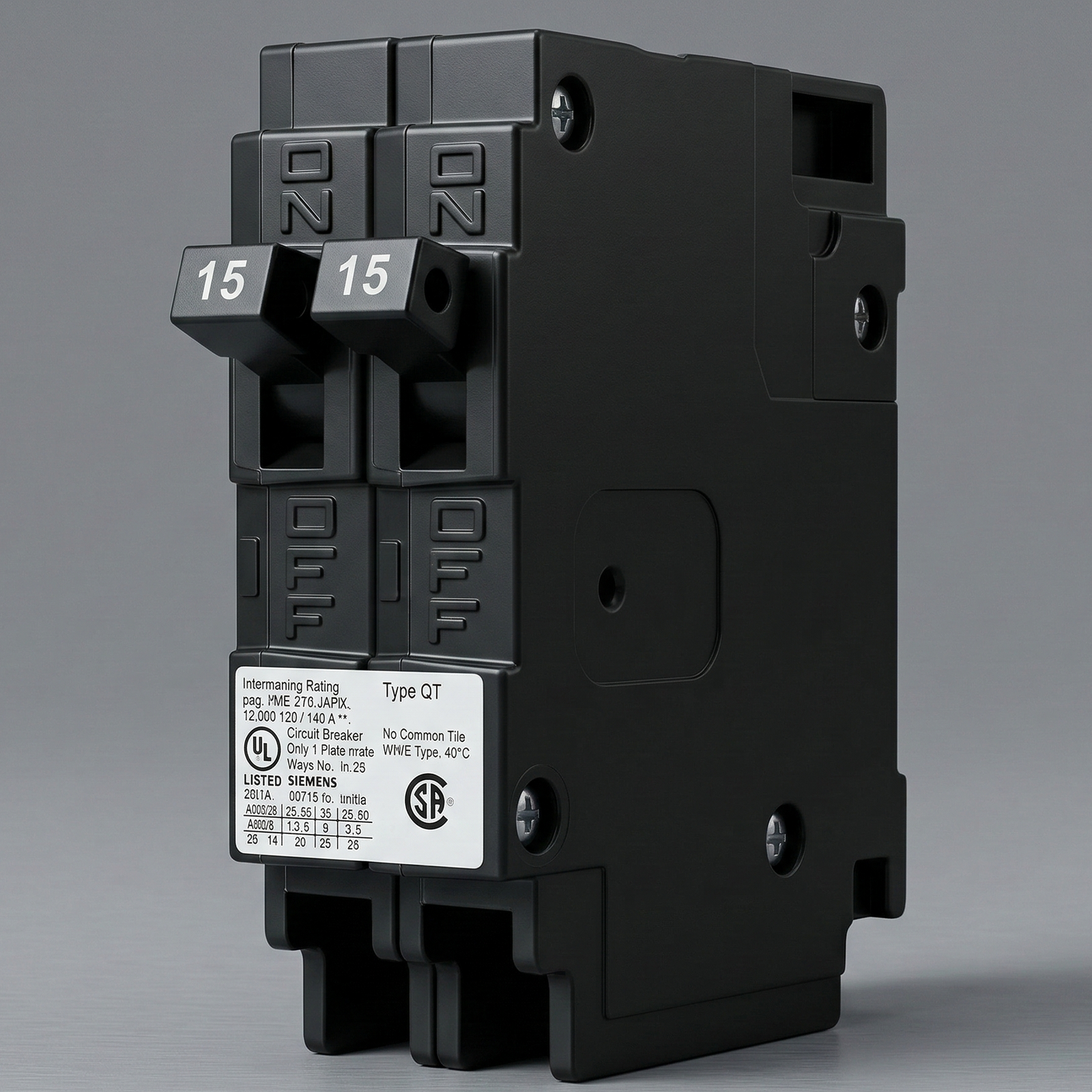 Siemens Q1515 15-Amp Type QT Twin Circuit Breaker | 1-Pole Space Saver