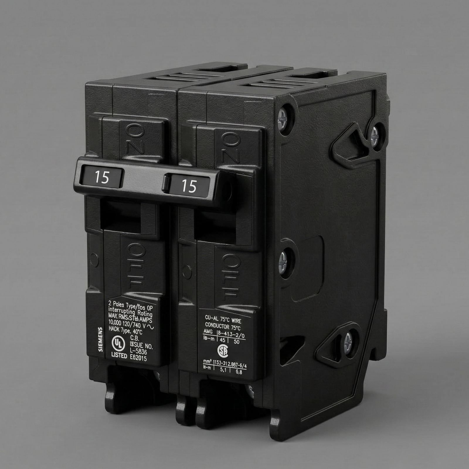 Siemens Q215 15-Amp Double Pole Circuit Breaker | 240V Plug-In