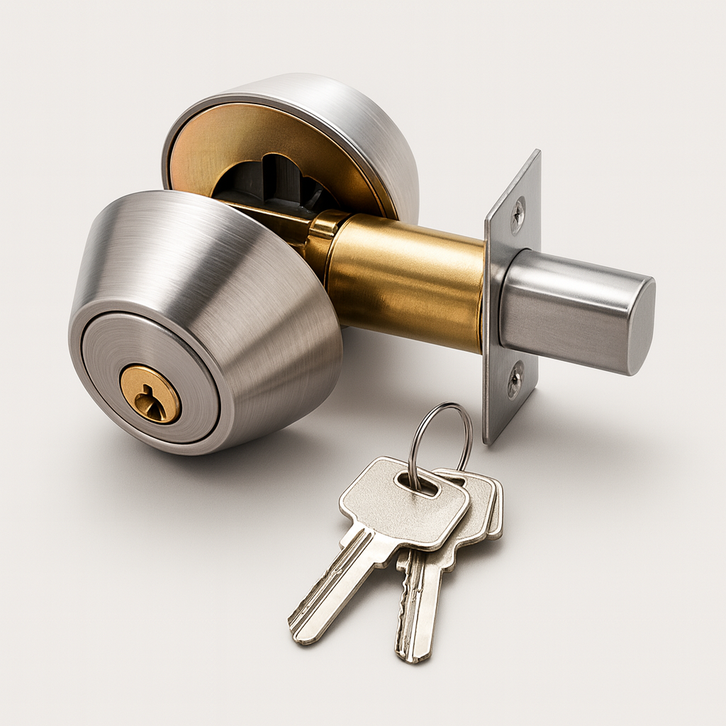 Double Cylinder Deadbolt Lock — Brushed Nickel, Matte Black, Chrome | Keyed Both Sides, Fits Standard Doors