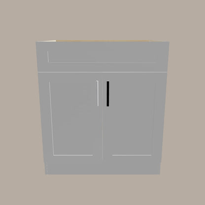 30-Inch Shaker Bathroom Vanity — White or Gray | Plywood Cabinet, Solid-Wood Doors, Soft-Close 3-Way Clip-On Hinges, Natural Wood Interior