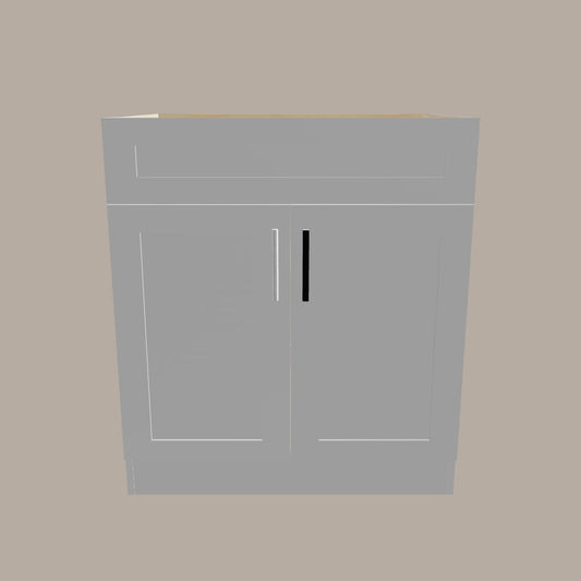 30-Inch Shaker Bathroom Vanity — White or Gray | Plywood Cabinet, Solid-Wood Doors, Soft-Close 3-Way Clip-On Hinges, Natural Wood Interior