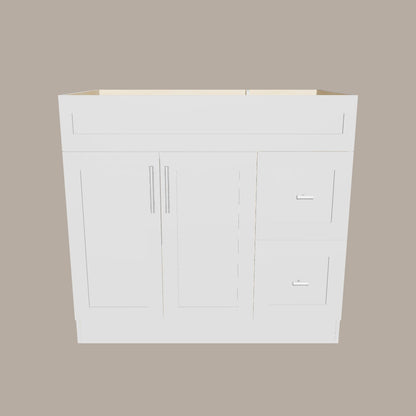 42-Inch Shaker Bathroom Vanity with Left/Right Drawers — White or Gray | Plywood Cabinet, Solid-Wood Door, Soft-Close 3-Way Clip-On Hinges