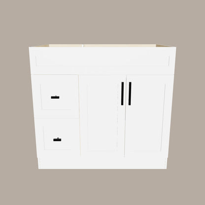42-Inch Shaker Bathroom Vanity with Left/Right Drawers — White or Gray | Plywood Cabinet, Solid-Wood Door, Soft-Close 3-Way Clip-On Hinges