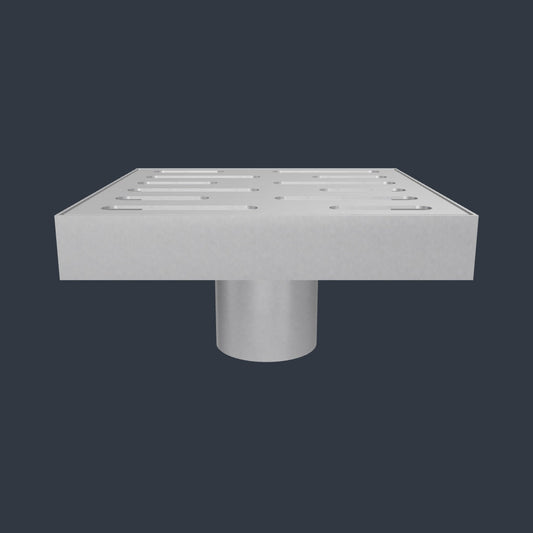 6″ × 6″ Square Shower Drain — SUS 304 Stainless, 2″ Outlet | Tile-In or Grate Cover — Brushed Nickel, Brushed Gold, Matte Black