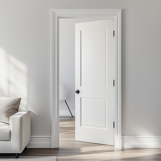Carrera 2‑Panel Beveled Shaker Interior Door – Hollow Core, Primed